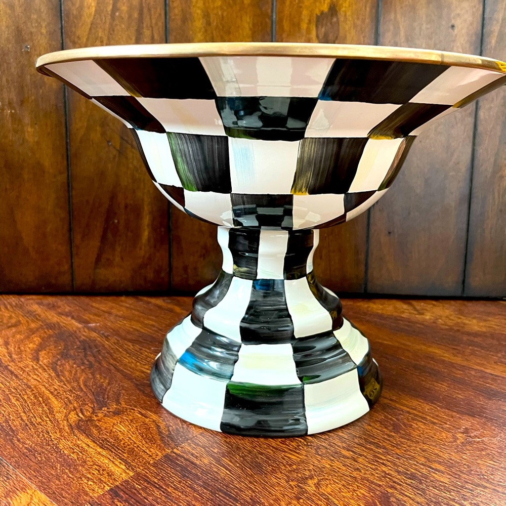 Mackenzie- Childs Courtly Check Enamel Compote - Large